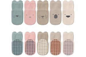 Kyopp 5/10 par skarpetek niemowlęcych ABS antypoślizgowe skarpety z motywami zwierzęcymi stoperami bawełna Crew Socks