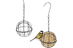 JATIPY 2 Pcs Fat Ball Feeders Hanging, Metal Bird Feeders for Wild Birds, Durable Outdoor Bird Feeder for Garden, Patio, or Yard – Easy to Hang, Ideal for Attracting Birds