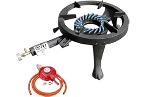 NJ THE RIGHT CHOICE NJ GB-24 Gas Boiling Ring Cast Iron Burner Large Cooker LPG Stove Outdoor 8kW (Propane 37mbar Screw-on)