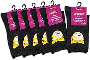 HD DHISPANIA 6 Pares Calcetines sin Goma Antipresion especiales Pie Diabetico y Circulacion Gran Confort - Calcetines sin Costura remallado a mano. Fabricado en España