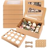 APACALI 10 Cupcake and Muffin Boxes 12 Pack Cupcake Carrying Box with Window and Inserts, Cupcake and Muffin Carrying Box, Mu