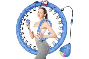 SPMOVE Hula Hoop mit Gewicht Kugel, Abnehmen Smart Hula Hoop Reifen Erwachsene und Anfänger, 60-120cm Einstellbar und Noppen, Hoola Hoop Leise mit LED Ball Zähler, Freunde Familie