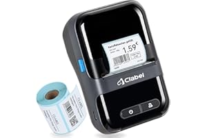 ‎CLABEL CLABEL Etikettendrucker, 220B Thermo Etikettiergerät Bluetooth, Tragbar 2200 mAh Beschriftungsgerät Selbstklebend Label Printer Kompatibel mit iOS und Android für Barcode Adresse Büro Zuhause