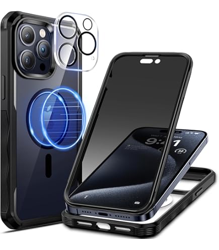 MOBOSI Privacy For IPhone 15 Pro Max Case [Compatible With MagSafe] Shockproof Military-Grade Protection, [with Screen&Camera Lens Protector], Magnetic Phone Case For IPhone 15 ProMax 6.7'', Black - View #6