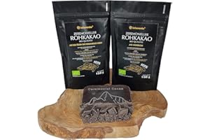 ‎ISLAVERDE islaverde Zeremonieller BIO Rohkakao, Gravierte Rohschokoladentafeln aus 100% Rohkakaopulver, 46% - 52% Fett, Zusatzfrei und Zuckerfrei, aus Peru & Nicaragua, 2 x 150 g