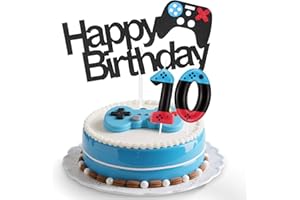 MCISKIN Game Controller 10 Birthday Candles Set,Girls Boys 10th Birthday Decorations,Blue Red Number 10 Candle for Cake,Game Controller Candle Cake Topper for Birthday,Gaming Themed Party Supplies