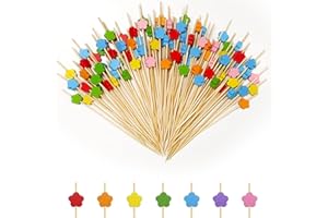 Minfuerang 100 Pezzi Stuzzicadenti da Cocktail,Colorati Bastoncino da Cocktail,Stuzzicadenti per Feste,12cm Stuzzicadenti Decorativi per Compleanno,Festa
