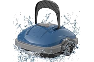 WYBOT Cordless Pool Vacuum with Updated Battery Up to 100Mins Runtime, Robotic Pool Cleaner, Strong Suction, 180μm Fine Filter, Ideal for Above Flat Bottomed Pools, Osprey 200Max, Dark Blue