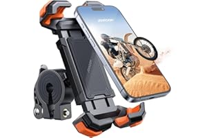 JOYROOM Support Telephone Velo,【150mph Anti-Vibrations】 Support Telephone Moto,【Verrou de Sécurité & 360° Rotation】 Universel Porte Telephone Velo,Bike Phone Holder pour 4.7-7.0" Téléphone (Orange)