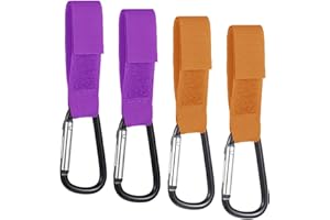 SUBTAVIK 4 Pcs Buggy Clips, Buggy Clips for Pram Buggy Clip Pram Clips Pram Clips for Bags for Hang Shopping Bags or Diaper Bags on Your Stroller Pram or Pushchair (Purple & Orange)