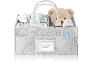 AJIEQAQ Wickeltisch Organizer, unverzichtbar für Neugeborene, Filztasche mit Fächern, robuster tragbarer Windeltasche (Grey)