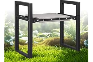 Harrms Garten Kniebank, Sitzhocker Klappbar, 31cm extra breite Sitzfläche, Gartenhocker mit Komfortpolster, Perfekt für Gartenarbeit, Camping & Angeln, Geschenk für Gärtner, Schwarz