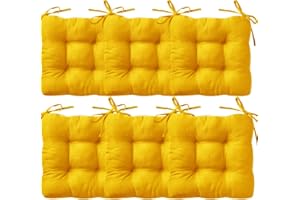 REINO MANSIDI Cojines para Silla, Acolchados 40 x 40cm, Relleno de Fibra Hueca 5cm, Ideal para la Decoración de Cocina y Salón, Comedor y jardín. Fabricados en España (Pack 6, Amarillo)