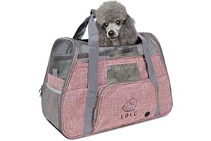 PETCUTE Trasportino per Cani e Gatti, Trasportino Cane per Gatto Portabile e Traspirante, Borsa Gatto Oxford Morbido con Guinzaglio Interno di Sicurezza, Tappetino Rimovibile Fino a 8kg Rosa