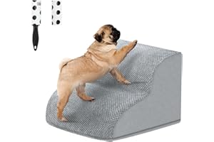 LIANTRAL Drabinka dla psa 2 stopnie drabiny dla psa z gąbką na kanapę do łóżka, antypoślizgowa drabina dla zwierząt domowych ze zdejmowaną pokrywą i rolką do usuwania sierści zwierząt, szara