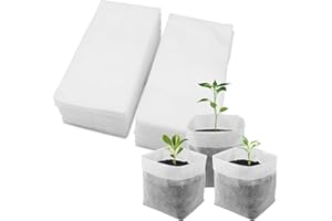 imSHHWcs 200 Sacs Non Tissés Biodégradables pour Semis/Plantation – Sac de Culture, Godets Semis & Sachets Graines (Pot Horticole sans Fond, Plateau Jardinage DIY)