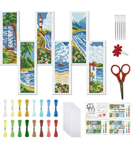 Marque Pages Point De Croix FREEBLOSS 6 Ensemble De Marque Pages Au Point De Croix Kit De Broderie Au Point De Croix Avec Motifs De Jeux Vidéo Rétro Kit De Marque Pages