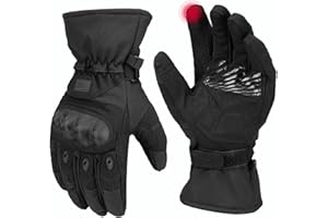 KEMIMOTO Guantes Moto Invierno Impermeables, Guantes Tácticos Invierno con Protector de Nudillos de Fibra de Carbono, para Trabajo, Senderismo, Caza y Seguridad