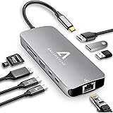 USB C HUB 9 in 1 USB C AdapterTragbarer Platz Aluminium mit 4K HDMI 3*USB 3.0 100W PD SD/TF Kartenleser und RJ45 Gigabit Ethernet LAN, Kartenleser fr MacBook, Huawei, Chromebook und Mehr Type-C Geräte