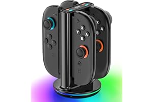 RYSKER Chargeur Manette Switch 2 pour Joy-Con 2, Station de Charge Joycon 2 pour Charge dans Toutes Les Directions, Charger Switch 2 avec 9 Modes d’éclairage, Nintendo Switch 2 Accessoires et Rangement