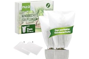 nuia Winterschutz für Pflanzen 2er Set 100x80 cm Frostschutz Pflanzenabdeckung - Atmungsaktiver Anti-Frost Schutz für Olivenbäume UVM. - reißfest und waschbar - Überwinterungsschutz für Kübelpflanzen
