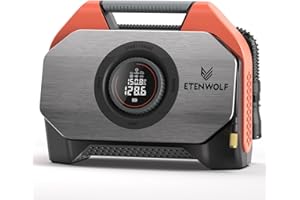 ‎ETENWOLF ETENWOLF S6-19200mAh Elektrische Luftpumpe, 11,03 Bar/160 PSI Akku Kompressor mit LED,1 Min Schnelles aufblasen Elektrische Kompressor, 7 Modi mit LED-Licht für Fahrrad, Auto, Motorrad und Ball