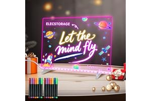 SOLORAGE Led Drawing Board with 10 Light Modes, Reusable Magic Board with 14 Color Pens for Kids, Light Up Acrylic Doodle Glow Board Ideal for Festivities,35 * 25cm