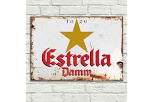 LBS4ALL Estrella Damm Signs - Placa de metal de aluminio, estilo vintage, pub tiki bar, hogar, café, pared, cerveza, club retro