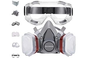 Facemoon Mezza Faccia Maschera Antipolvere Maschera Antigas, Maschera Respiratoria per Verniciatura a Spruzzo, Verniciatura, Prodotti Chimici, Vapori Organici, Saldatura, Lucidatura