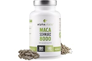 ‎ALPHAVITALIS Maca Kapseln vegan - 180 Maca schwarz Kapseln - 8000 mg je Stk. als starker 20:1 Extrakt aus Lepidium meyenii - ohne Magnesiumstearat - 6 Monats Kur aus Premiumrohstoffen von alphavitalis