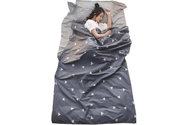 TRIWONDER Sac de Couchage Coton 1 2 Personnes Drap de Voyage Léger Confortable pour Camping Randonnée Hôtel Train Auberges