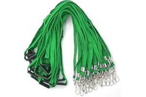 Bird Fiy Lanyards Safety Black Lanyards Neck Flat Premium Breakaway Badge Lanyard with J-Hook for ID Nametag Badge Holder (Green, 25 PCS)