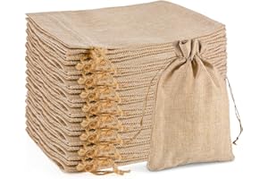 SXUUXB 20 Stück 17x23 cm Jutesäckchen Zugbeutel Baumwolle Leinenbeutel mit Kordelzug, Mehrweg Aufbewahrungstasche Schmuckbeutel Geschenksäckchen für Hochzeit, Party und Adventskalender(Primärfarbe)