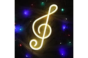 ENUOLI Note de Musique Enseigne Néon Lumières LED Décoration Murale Néon Enseigne Néon Lumière LED Note Lumière USB/Batterie Alimenté Musique Néon Lumière Veilleuse Lampe Néon pour Fête (Blanc Chaud)