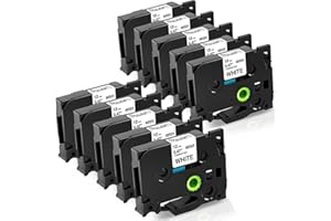 FIMAX TECH Fimax TZe-231 12mm Nastro per Etichette Compatibile con Brother P-touch Tze Tz231 laminated white Tape Cassetta 12mm per PT-H107 H105 H200 E110 H100R D210 1000 1010 1280,10Pz Nastro Etichettatrice