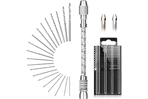 Linkstyle 21Stück Handbohrer Bit Set,Pin Vise Handbohr Mit,Turbo Doppelfutter HSS Mikrobohrer,Modellbau,Schmuck
