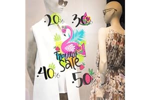 kina - UVSD0241 Vetrofania Trasparente Removibile Riposizionabile per Vetri Finestre Vetrine Negozi - Adesivi Saldi Estivi Sconti Occasioni - 2 fogli 42x30 cm