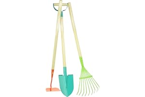Vilac Large Garden Tools Set, Children's Gardening Set, 3 Piece Set Including a Hoe, Rake and Spade, 3 Years+