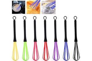 HORREX 7 Pièces Fouet Cuisine,Cuisine Accessoires,Batteur Manuel,Mini Fouet Cuisine,Petit Fouet Cuisine,Plastique Mini Fouet Ballon Mixer, Outil Fouet de Cuisine pour La Cuisine Ou Teinture des Cheveux