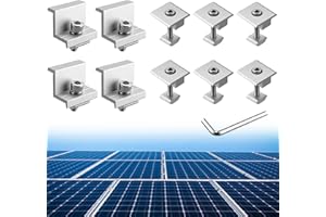 Anbte 10 Pezzi Staffa di Montaggio per PANNELLI SOLARI STAFFA REGOLABILE T/Z Morsetti di Montaggio per Pannelli Solari per Caravan/Barche (Forma di 6*T+4*Z Argento, 30mm)