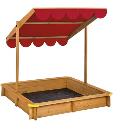 Arenero Niños Con Tapa Arenero De Madera Woodyland 130x130x27cm