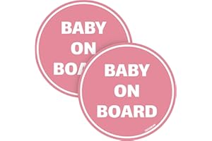 GEEKBEAR Baby On Board Sticker for Cars - Light Pink, 2 Pack - No Magnet or Suction Cup - Cute & Funny Baby in Car Sticker Decal
