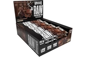 Warrior Raw Protein Bars – 12 x 75g Oat Bar Flapjacks – High Fibre, Low Sugar – Ideal Meal Replacement or Healthy Nutrition Energy Snacks – HFSS / GMP Certified – UK Made (Chocolate Brownie)