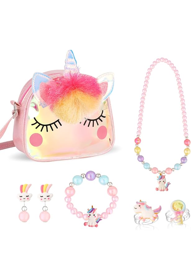 Sac à Bandoulière Enfant Licorne – Toile Et Nylon, Léger (50g), Dimensions 13x19x7 Cm