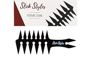Slick Styles Texture Comb, Large Mens Black Hair Styling Wide Tooth Barbers Comb, 200mm x 80mm with Fantail Handle