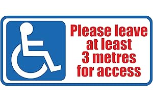 LANDING DESIGNS Disabled Please Leave 3 Metres for Access Self Adhesive Vinyl Car Van Stickers fir Vehicles 200mm by 90mm