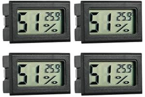 GuDoQi Termometro Higrometro Digital, 4 Piezas, Termómetro Acuario, Termometros para Incubadoras, Incubadoras de Huevos, Terrarios para Reptiles