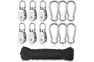 TUIBEIDAMAI Edelstahl Flaschenzug Riemenscheibe ,6 Stück ​Blockseilrolle , Schalen Riemenscheibe Roller für Seile ,Umlenkrolle Flaschenzug