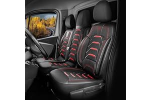 ‎GIOVANNI BUTTI GIOVANNI BUTTI Autositzbezüge Universal 2+1 für Renault Trafic 3 (2015-2024), OPEL Vivaro B (2014-2018) – Vordersitze Auto Sitzbezug aus Leinen, Schwarz-Rot, Autoschonbezug Doppelbank Vordersitz-Set