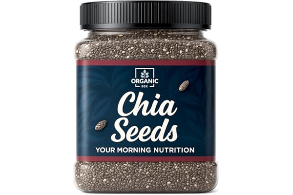 Organic Box Raw Chia Seeds For Eating 1kg (Jar Pack) Healthy Snack For Immunity Booster, Rich in Fiber - Diet Snacks For Weight Loss, best source of omega 3